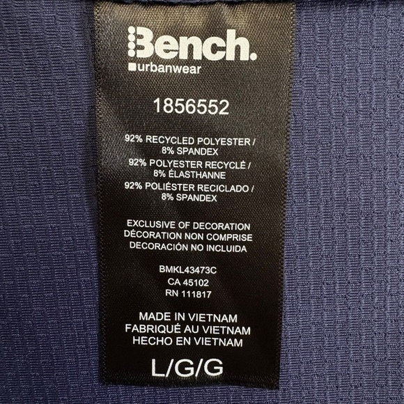 Bench Urbanwear Full Zip Jacket, Moisture Wicking, Blue, Large, NWT - Picture 13 of 14